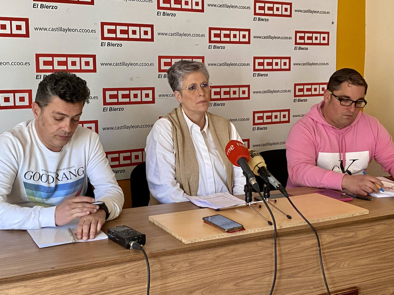 Imagen de la rueda de prensa de CCOO en la que anunciaron su desvinculación de la huelga.
