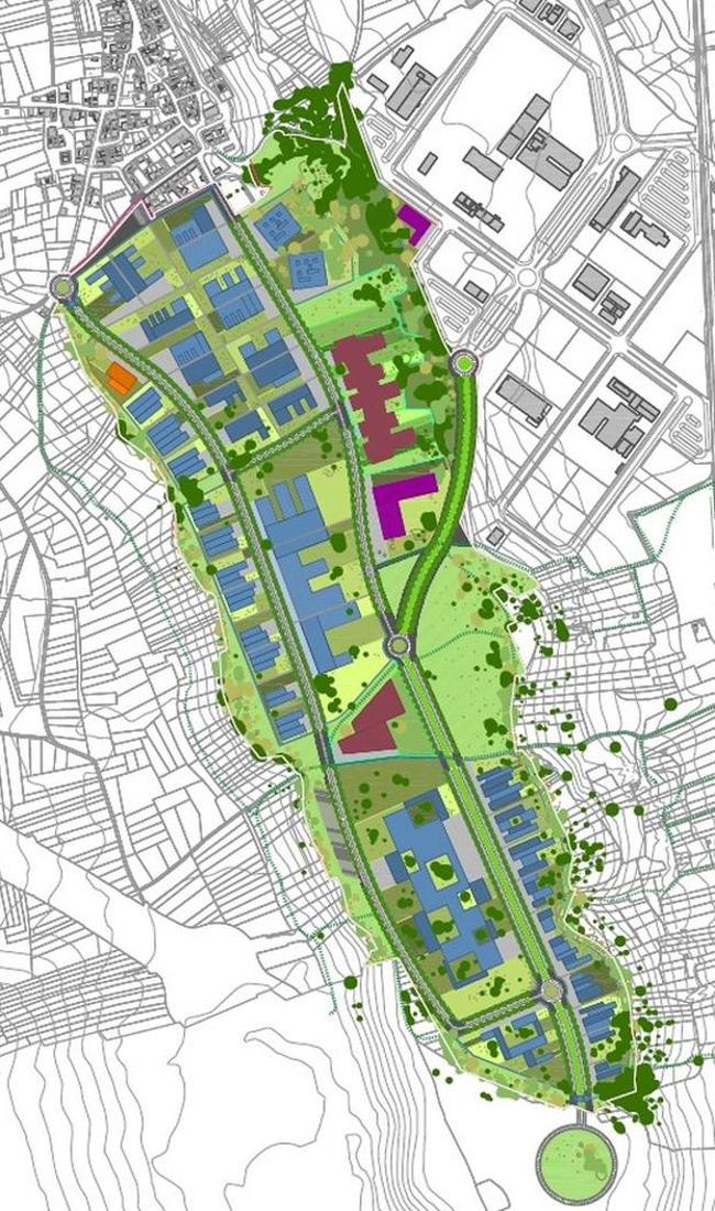 Imagen del proyecto de ampliación del Parque Tecnológico sobre la pedanía de Oteruelo.