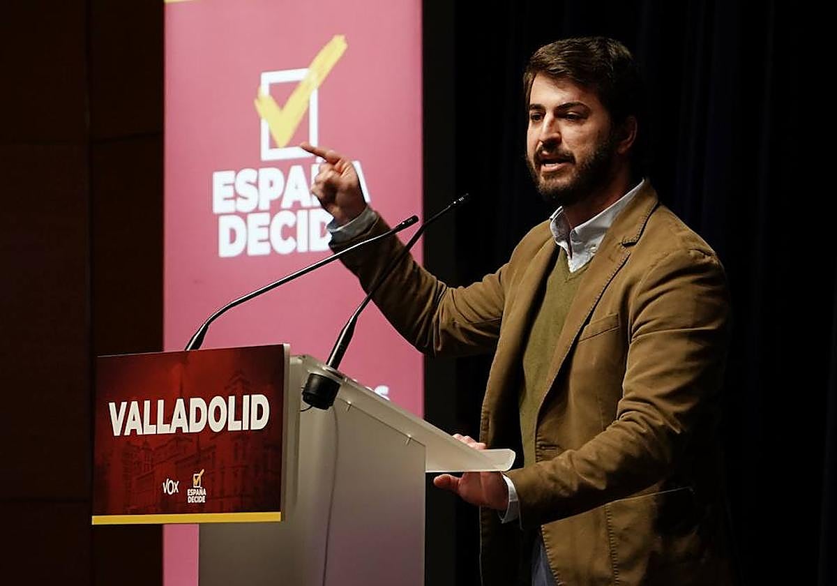 El vicepresidente de la Junta, Juan García Gallardo, durante el acto público de Vox en Valladolid