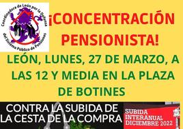 Cartel sobre la concentración de pensionistas el lunes 27 de marzo