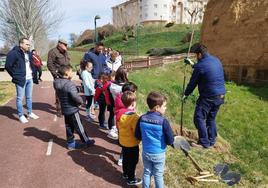 Participantes de la plantación de nuevos árboles en Valencia de Don Juan