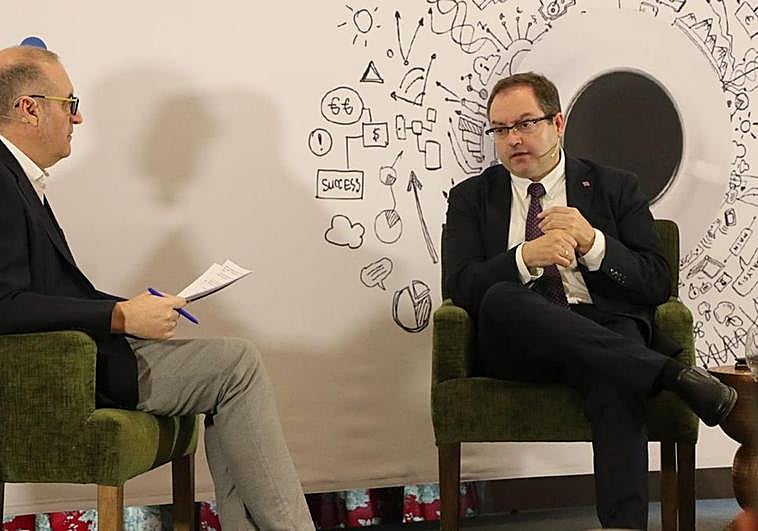 El director general de Incibe, este jueves, durante el encuentro mantenido con leonoticias.