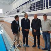 Visita a la obra del estadio Hispánico, donde se han reparado las piscinas climatizadas.