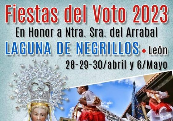 Cartel informativo sobre la Fiesta del Voto en Laguna de Negrillos