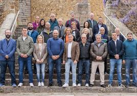 Marcos Martínez, junto a su equipo, en el momento de la presentación de la candidatura.