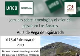 Cartel promocional de las Jornadas sobre la geología de Los Ancares de la UNED.