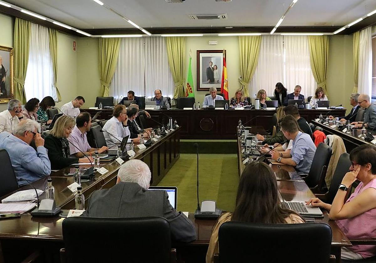 El rector de la ULE, Juan Francisco García Marín, preside el consejo de gobierno celebrado este jueves.