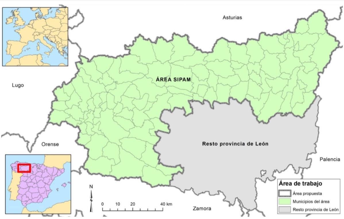 Área Sipam dentro de la provincia de León.