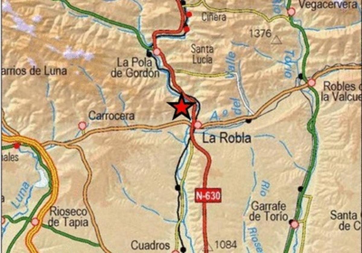 Mapa del terremoto que se ha vivido en la provincia de León.