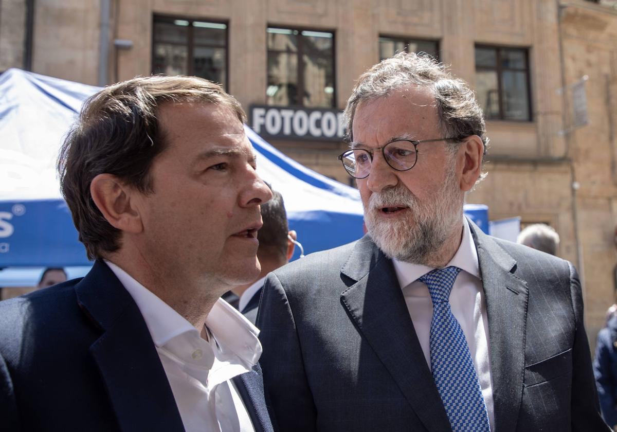 El expresidente del Gobierno Mariano Rajoy y el presidente del PPCyL , Alfonso Fernández Mañueco visitan Salamanca.