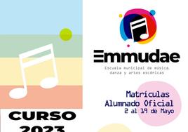 Cartel de la Escuela Municipal de Música, Danza y Artes Escénicas.