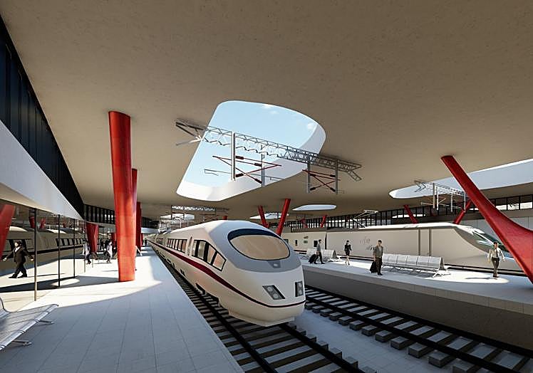 Imagen principal - Diez resucita la integración de la alta velocidad con un hotel, un edificio, intermodalidad y tapando las vías