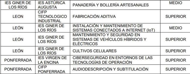 Imagen de los cursos que se podrán realizar en León.