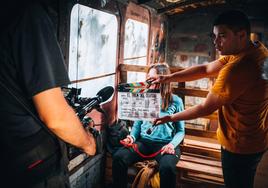Imagen del rodaje del cortometraje de Isabel Medarde, 'El tren del Olvido'.