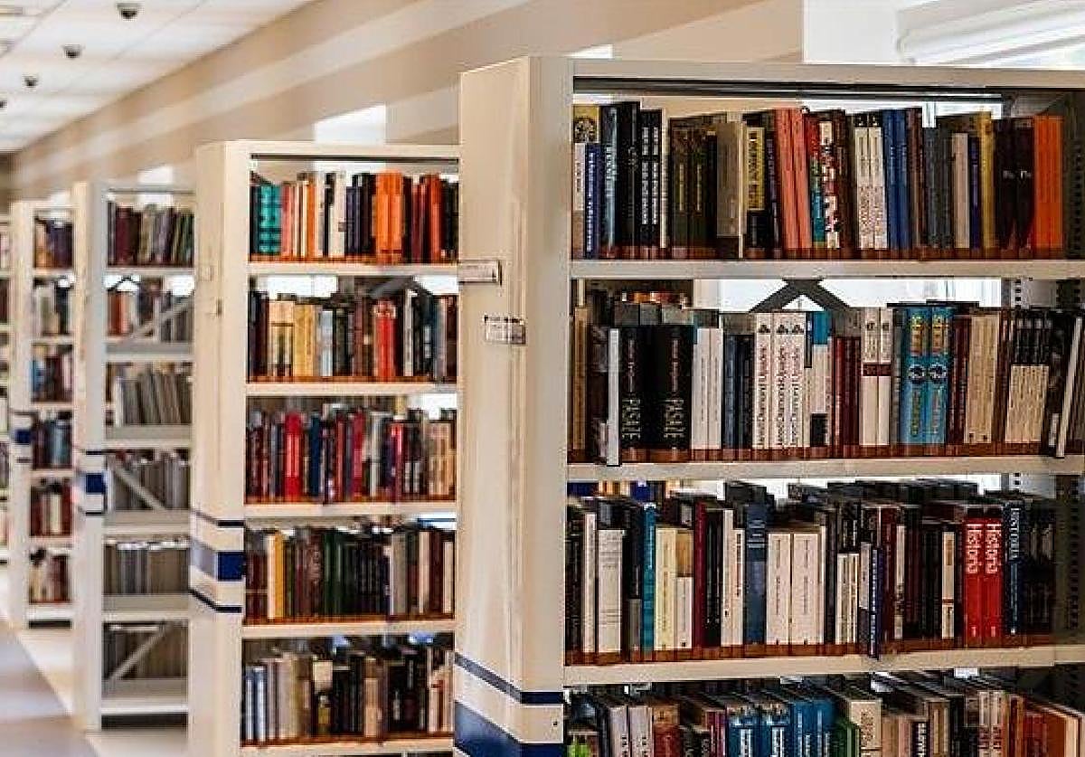 Imagen de las estanterías de una biblioteca.