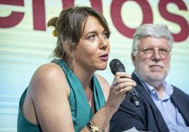 Violeta Serrano, en el acto de Sumar en Madrid este domingo.