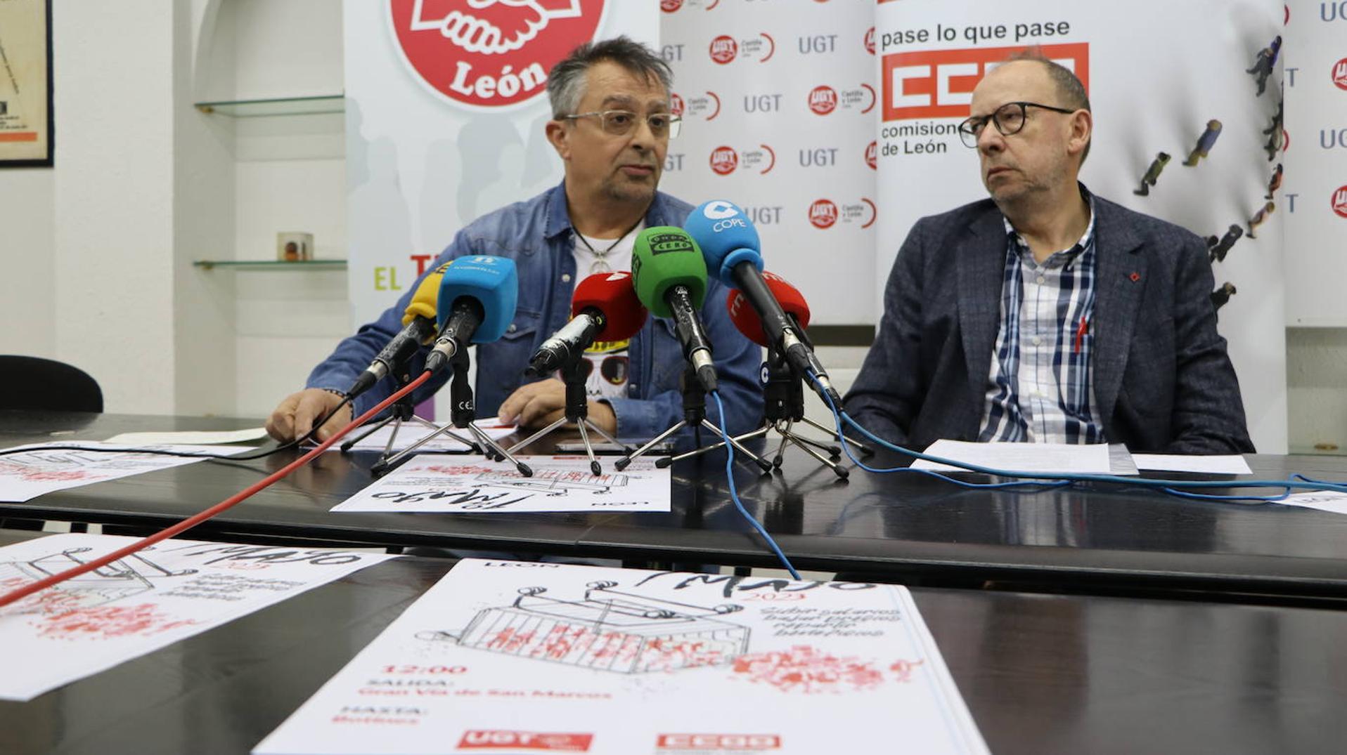 Enrique Reguero, secretario general de UGT León e Ignacio Fernández, presidente de la gestora de CC.OO.