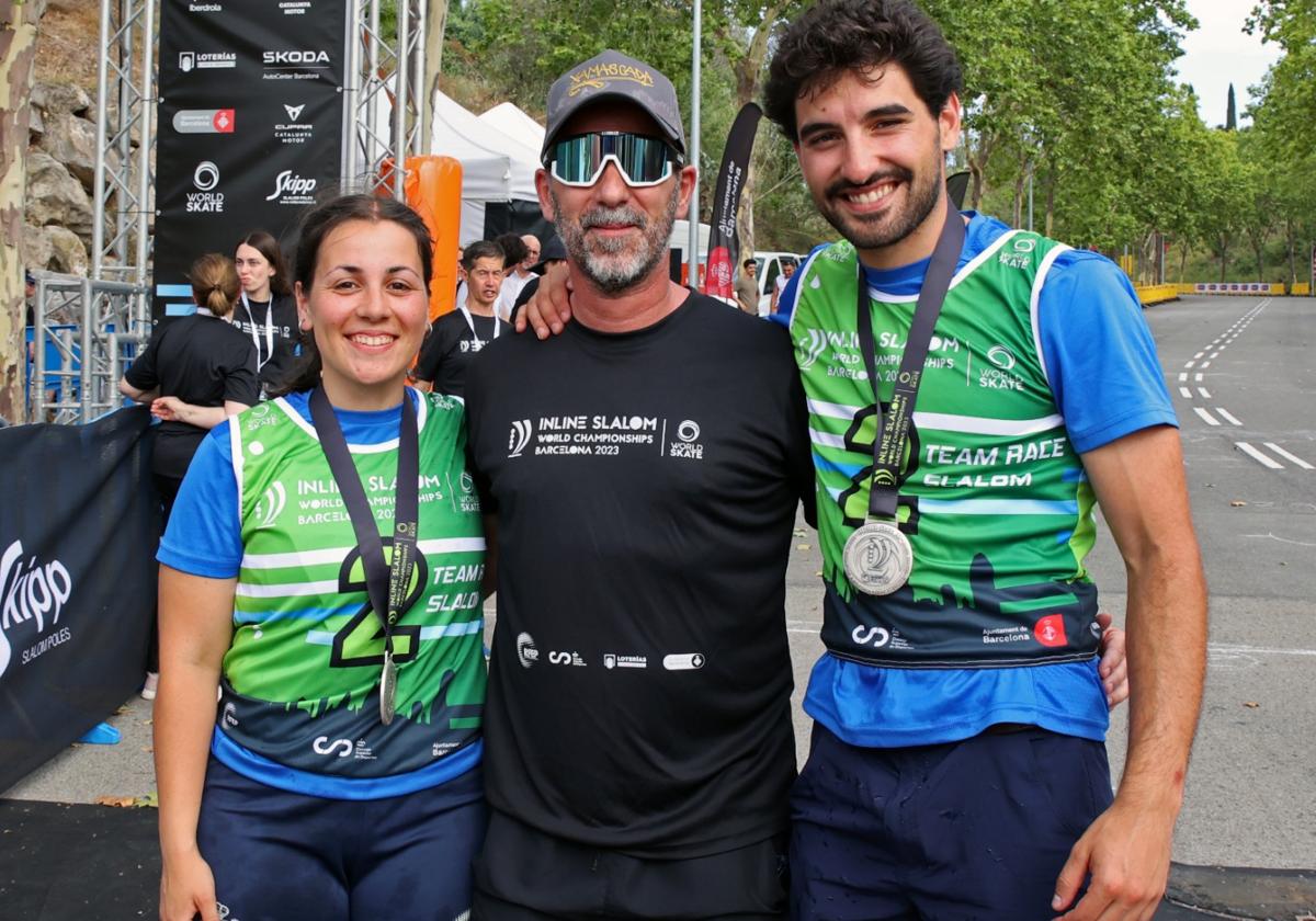 Nuria Requejo y Sergio Menéndez, en imagen, fueron plata en slalom por equipos.