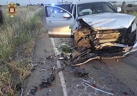 Uno de los vehículos siniestrados en Villarroañe.