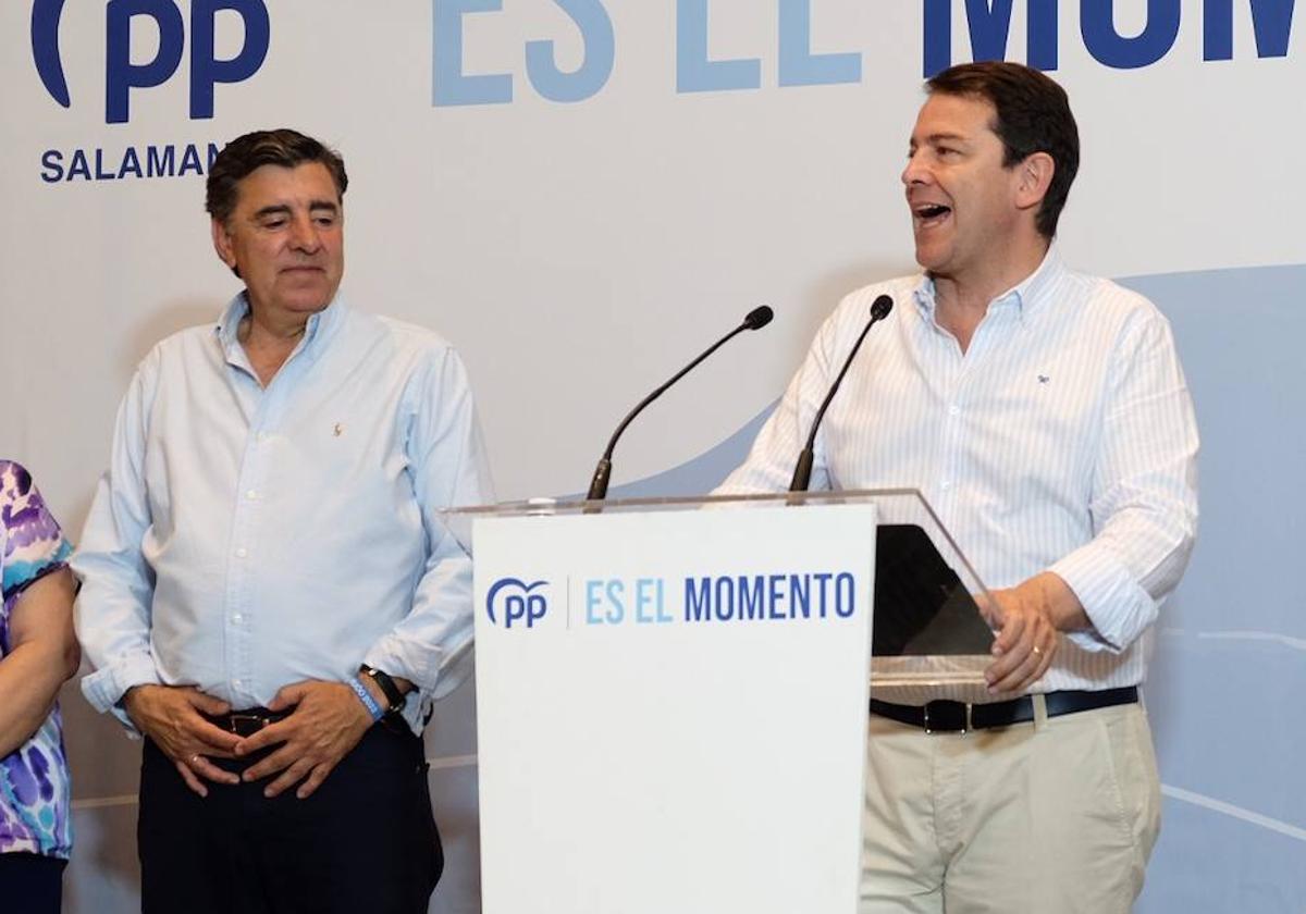 Declaraciones del presidente del PP de Castilla y León Alfonso Fernández Mañueco en Salamanca.