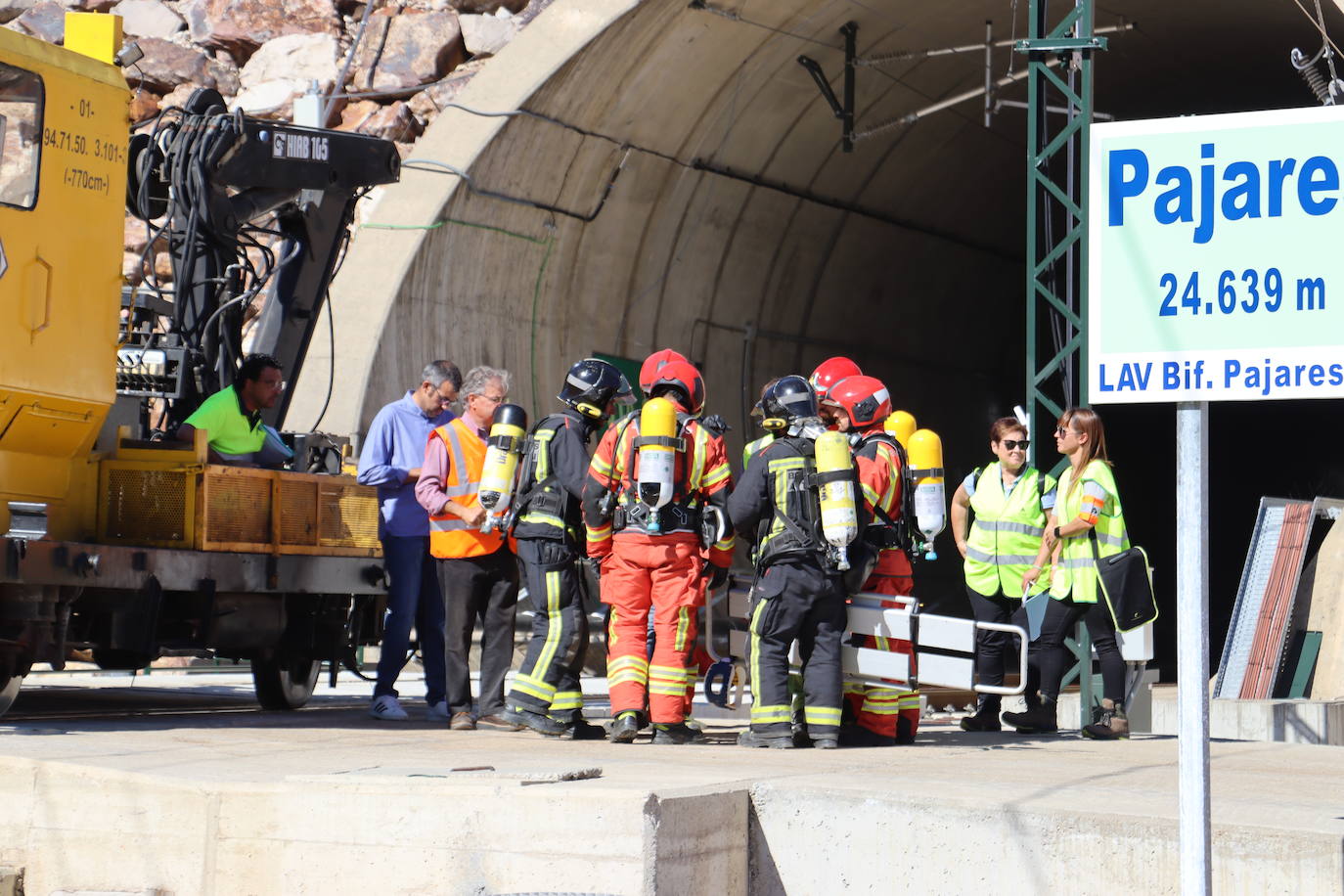 Simulacro de emergencia en la Variante de Pajares