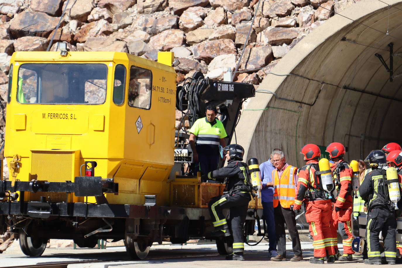 Simulacro de emergencia en la Variante de Pajares