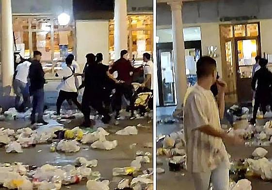 Capturas de vídeo del enfrentamiento entre jóvenes en Astorga agosto de 2022.