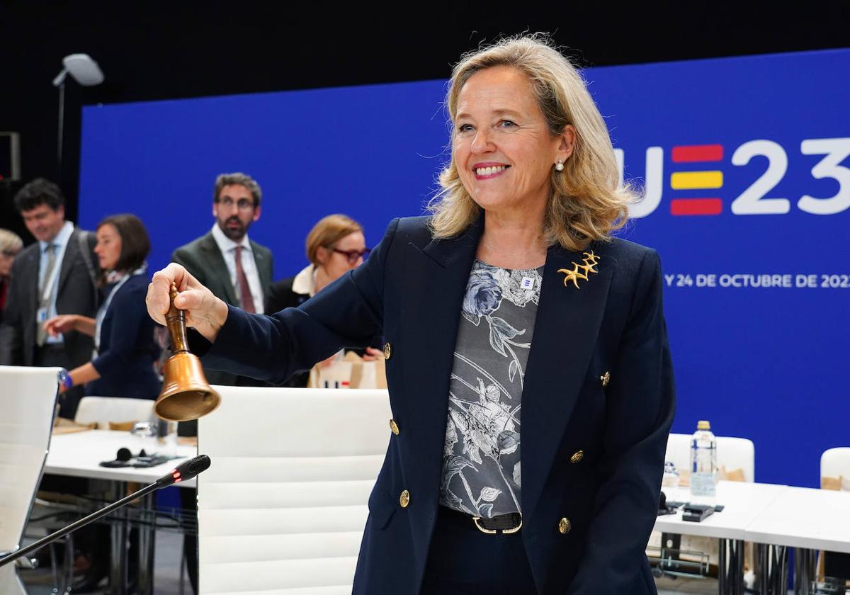 Primera sesión de la reunión informal ministerial de Telecomunicaciones organizada en el marco de la Presidencia española del Consejo de la Unión Europea. En la imagen, la ministra de Asuntos Económicos y Transformación Digital, Nadia Calviño.