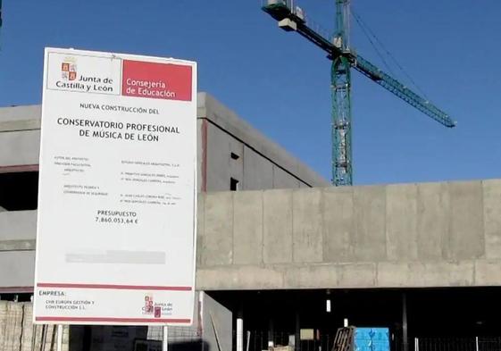 Obras del Conservatorio de Música de León en el mes de enero de 2023.