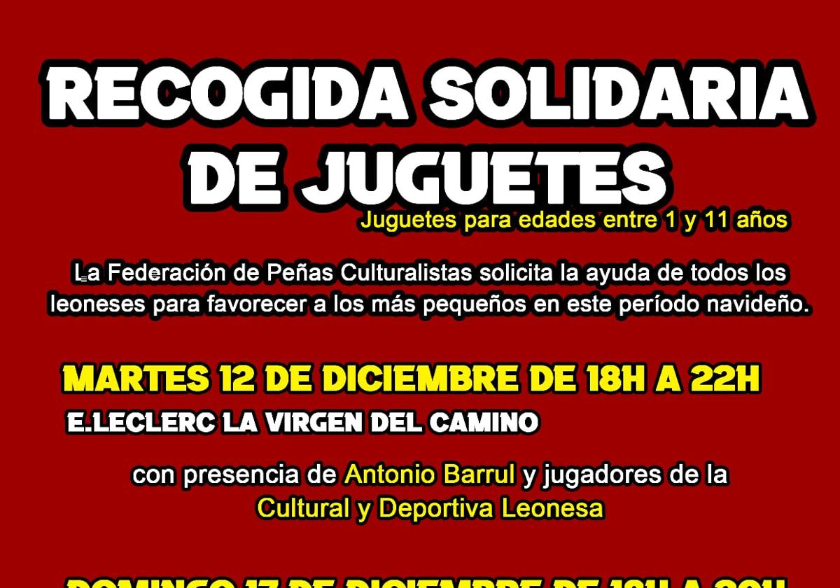 La Federación de Peñas de la Cultural organiza una recogida solidaria de juguetes