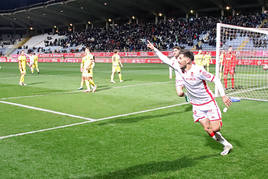 Martín celebra su gol ante el Real Unión.