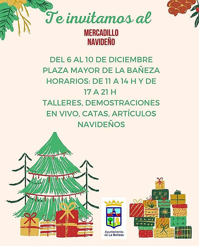 Cartel del mercadillo navideño de La Bañeza