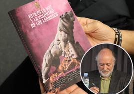 La portada del libro y, en pequeño, Rogelio Blanco.