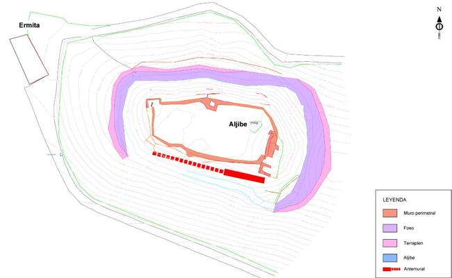 Plano de la zona del castillo y la ermita.