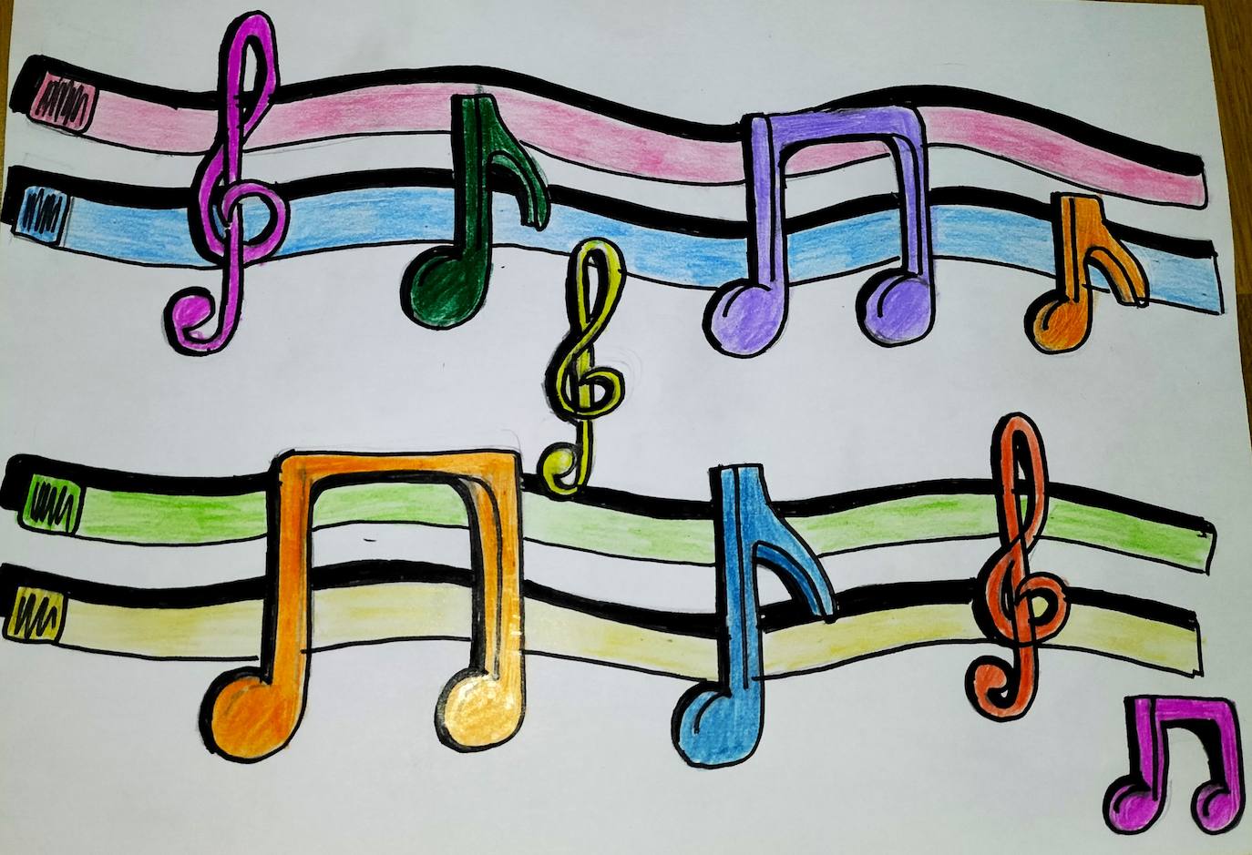 Diseño de notas musicales para cubrir los carriles.