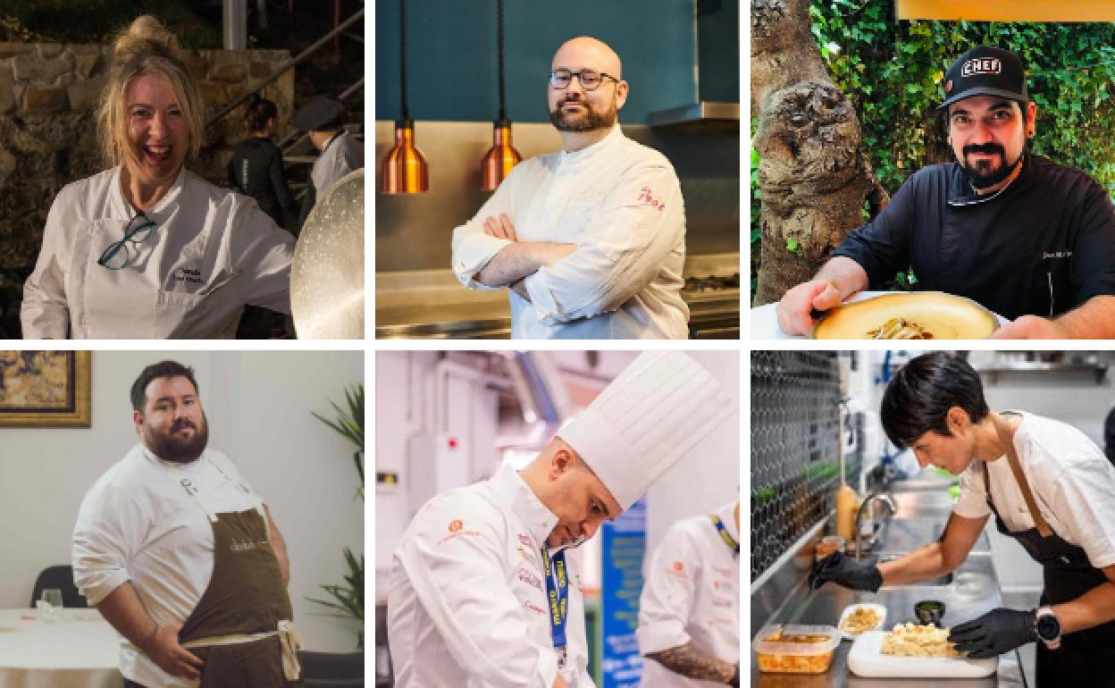 Arriba. Natalia Méndez (Casa Chuchu); Víctor Conus (Mesa de Conus); J. M. Gallego (La Clandestina). Debajo. Juan Monteagudo (Ababol); M. Borreguero (La Ostrería); Ana Losada (Zalamero).