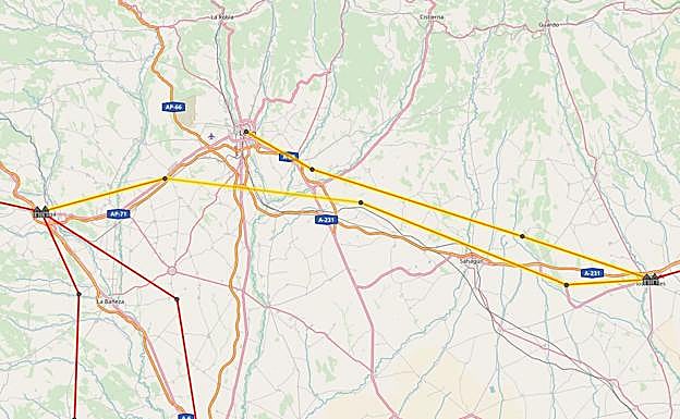 Ruta para conectar León y Astorga. 