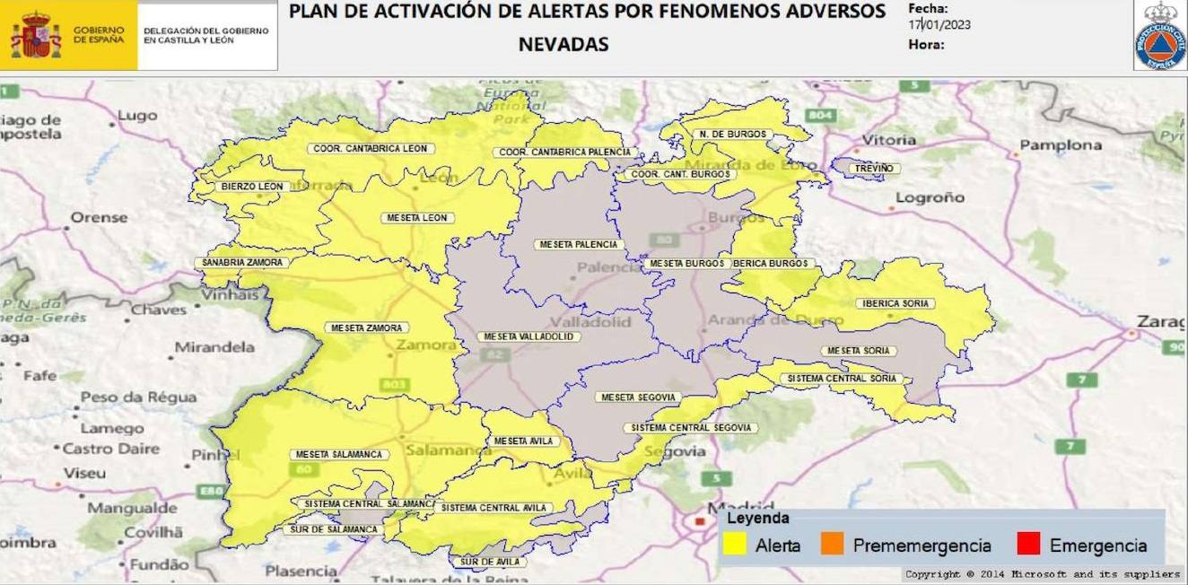 Mapa de activación de alertas por fenómenos adversos