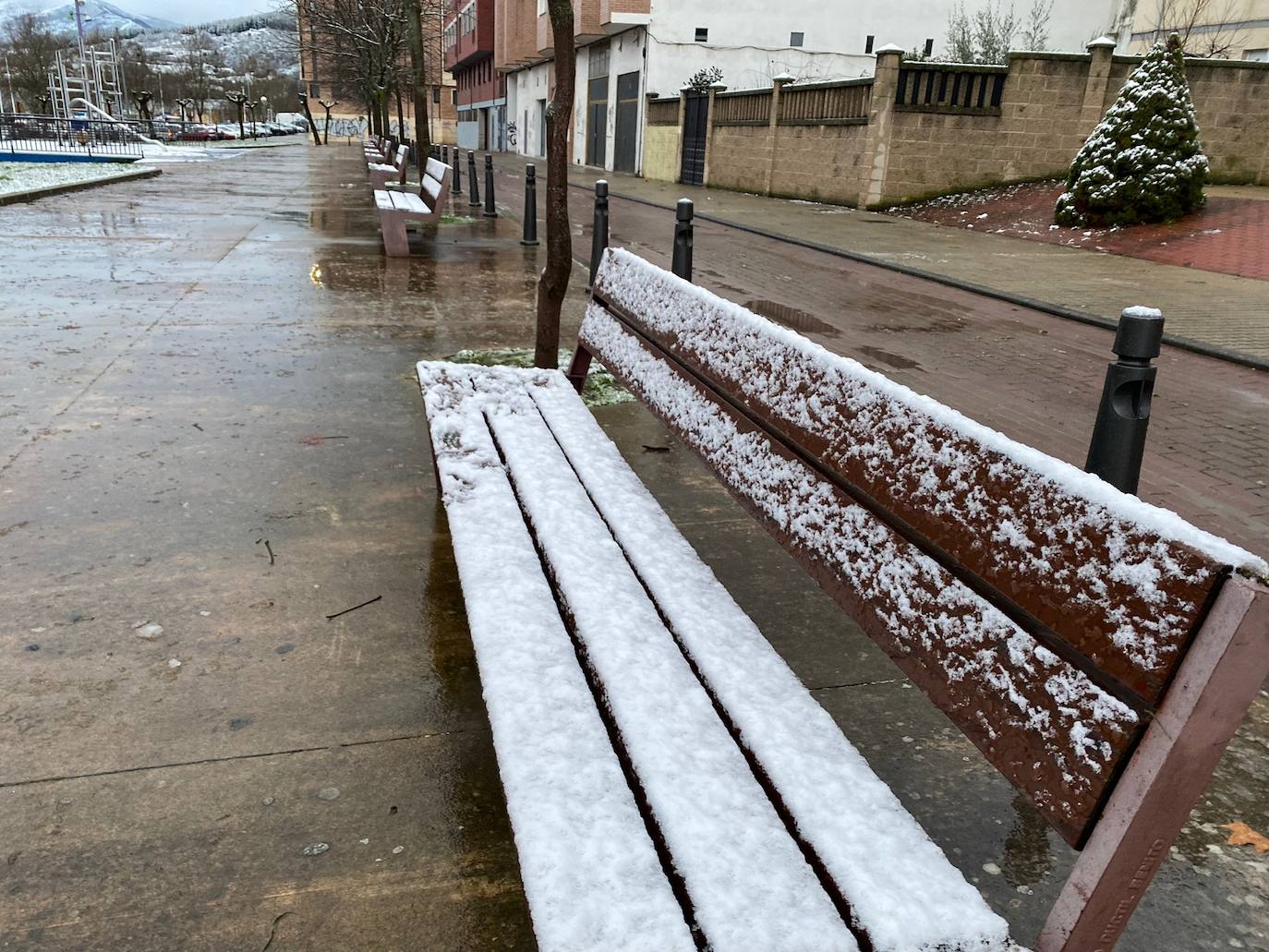 La comarca berciana se ha levantado con un fino manto de nieve en buena parte de sus rincones ocasionado por la 'borrasca Fien'