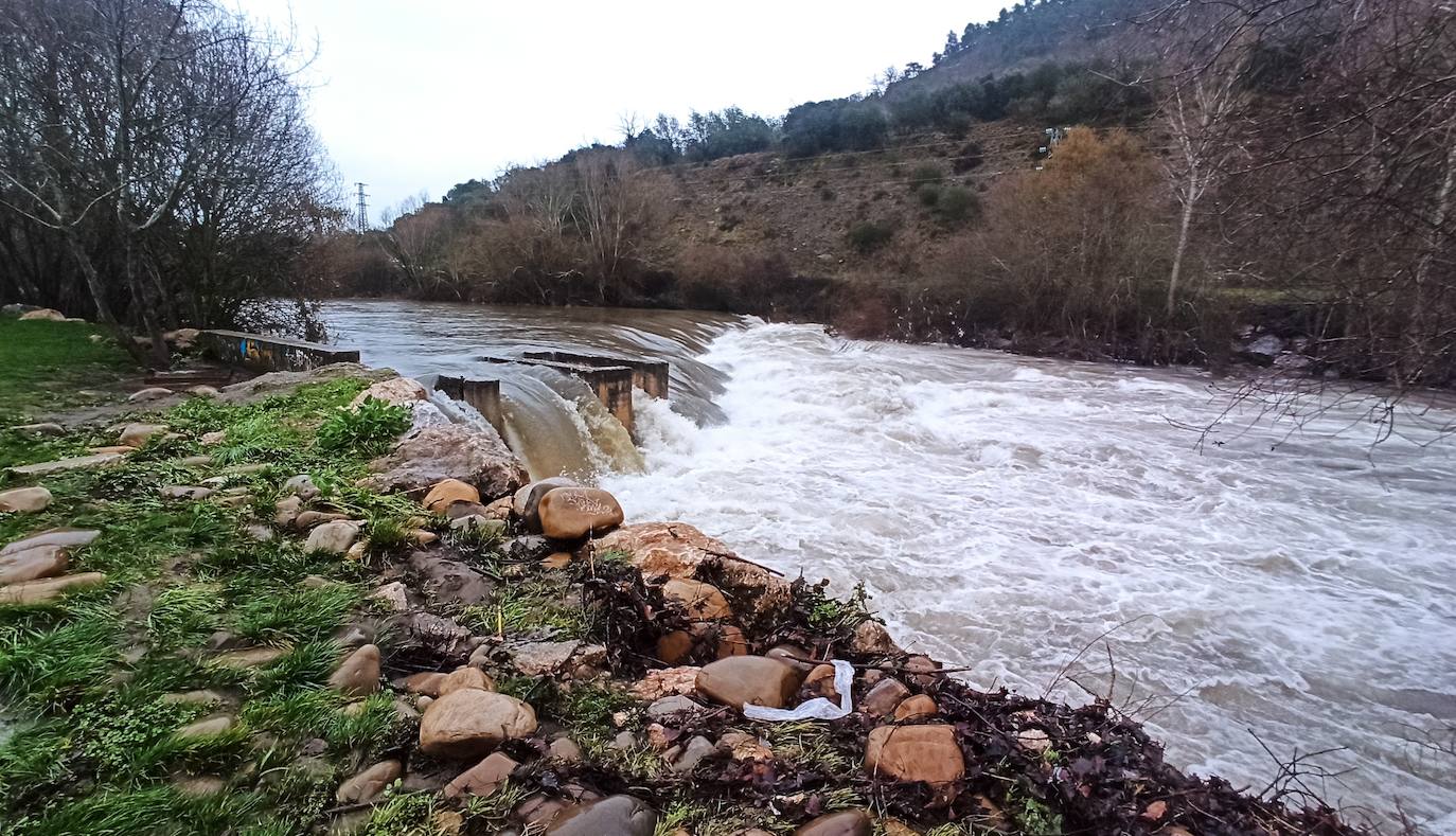  El río Sil a su paso por Ponferrada aumenta su caudal debido a las precipitaciones de los últimos días.