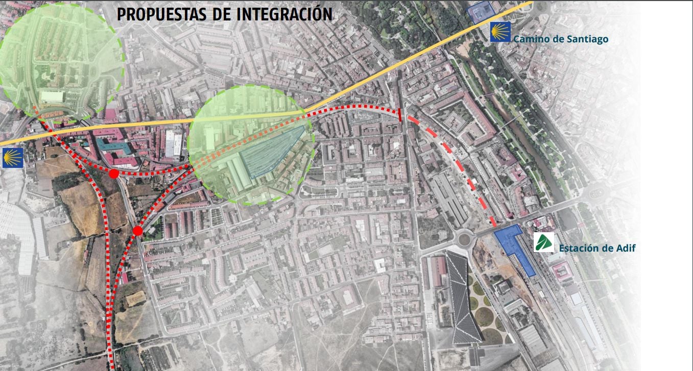 El Administrador de Infraestructuras Ferroviarias, Adif, presentó este lunes el proyecto de integración del ferrocarril en el municipio de San Andrés del Rabanedo. El proyecto, que supondrá un enorme impacto visual, se condensa en 22 imágenes que dejan ver el estado actual y futuro. El nuevo pryecto propone pasos inferiores que conecten el tráfico rodado y cuenten con aceras para las comunicaciones peatonales y ciclistas. 