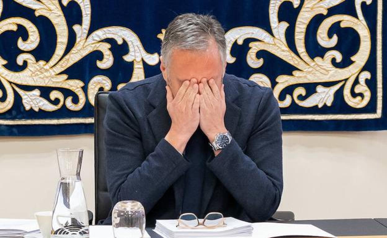 Carlos Pollán, presidente de las Cortes, en la reunión de portavoces de las Cortes. 