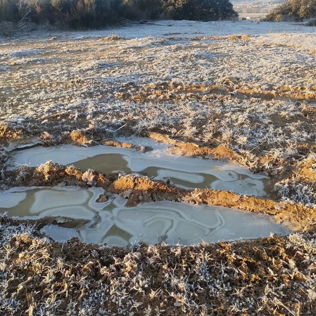 Estampa que deja el frio en la localidad de Sariegos