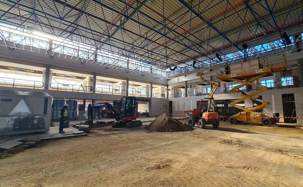 Imagen del interior de las obras de la estación de autobuses de León.