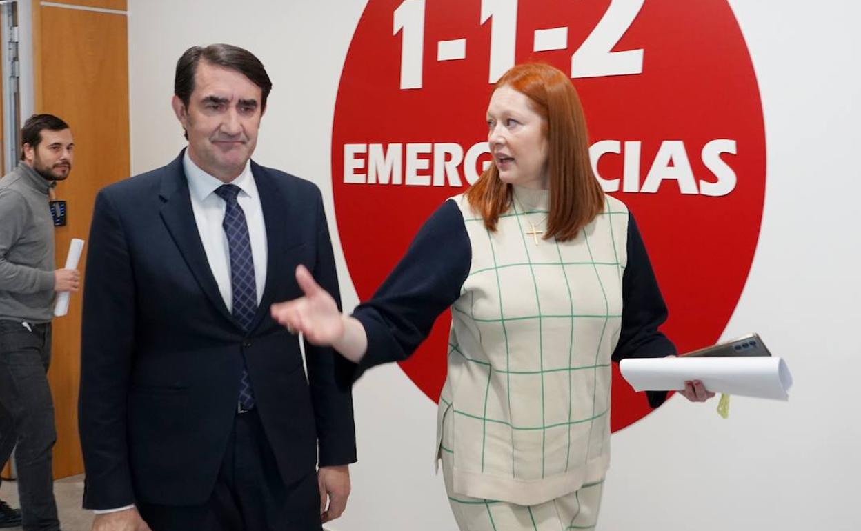 El consejero de Medio Ambiente, Vivienda y Ordenación del Territorio, Juan Carlos Suárez-Quiñones, presenta el balance-memoria de actuaciones 2022 del Servicio de Emergencias 1-1-2 de Castilla y León.