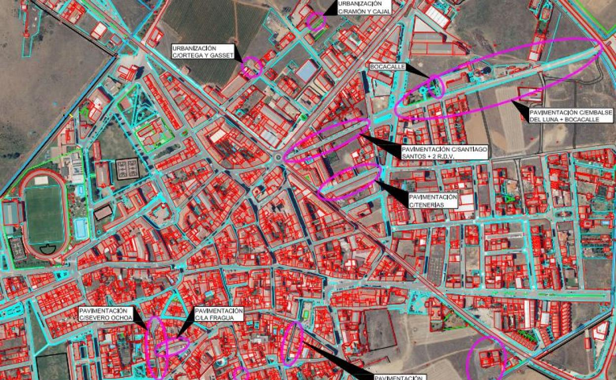 Imagen parcial del plan de asfaltado de Santa María del Páramo. 