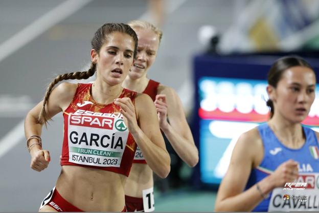 Marta García durante la final del Europeo de Atletismo.