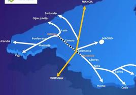 Plano de la afectación ferroviaria para vertebrar el oeste.