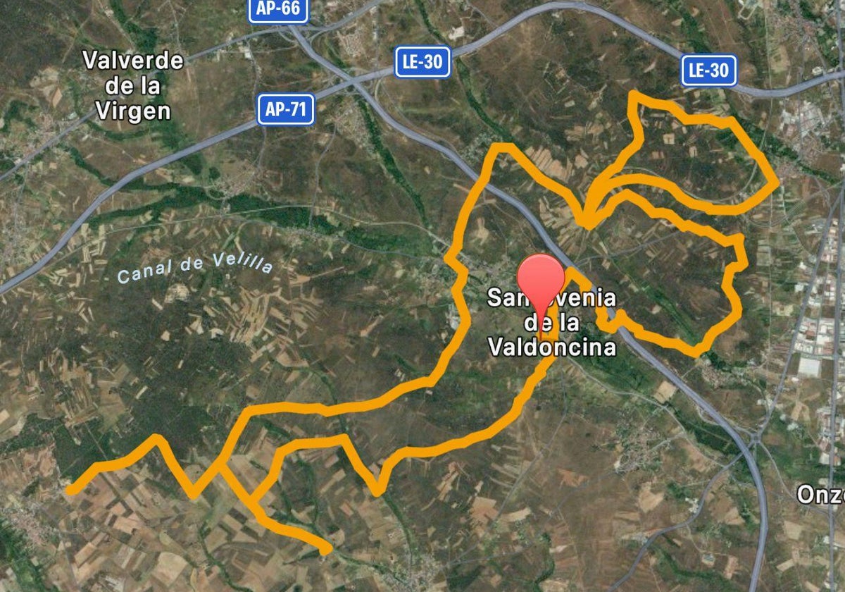 Recorrido de la I Ruta 4x4 Santovenia de la Valdoncina