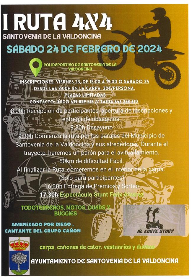 Cartel de actividades de la I Ruta 4x4 de Santovenia de la Valdoncina